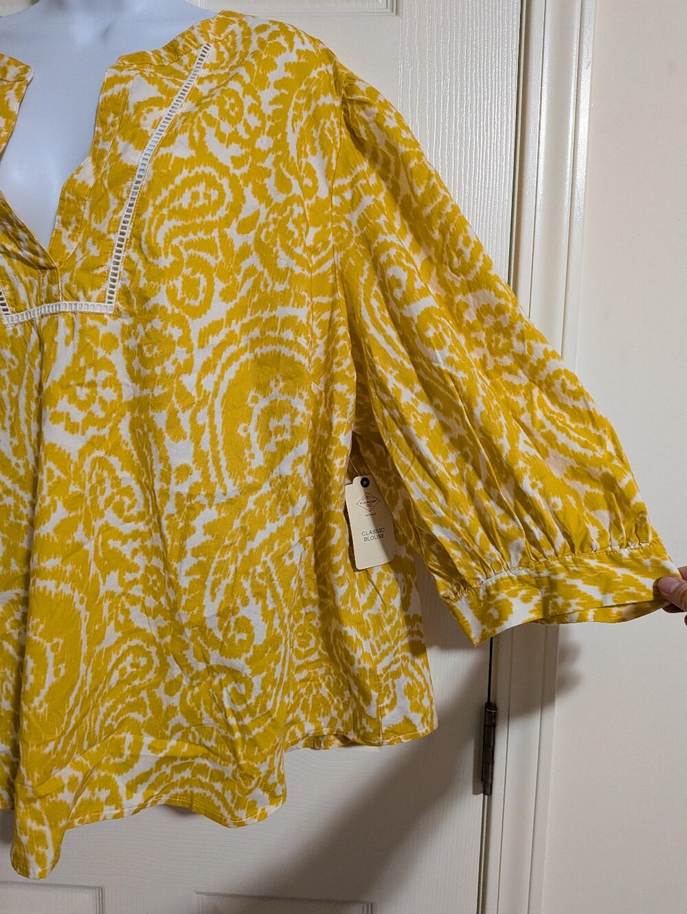NWT St. John's Bay 3X Yellow White Peasant Blouse - Picture 4 of 6